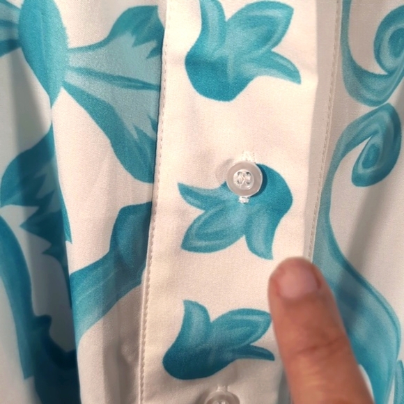 LUNE Allover Print Shirt Dress Size Large | Belted Tie Waist Midi | Day to Night - Picture 5 of 15